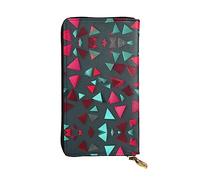 XZDCAL Cartera larga de piel con patrón triangular para niñas y mujeres con múltiples compartimentos, color negro, talla única, Black, Talla única