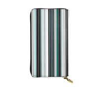 XZDCAL Cartera larga de piel con patrón vertical para niñas y mujeres con múltiples compartimentos, color negro, talla única, Black, Talla única