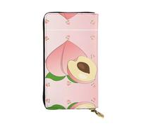 XZDCAL Cartera larga de piel de color melocotón de dibujos animados para niñas y mujeres con múltiples compartimentos, color negro, talla única, Black, Talla única