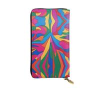 XZDCAL Cartera larga de piel de lona colorida para niñas y mujeres con múltiples compartimentos, color negro, talla única, Black, Talla única