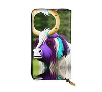 XZDCAL Cartera larga de piel de vaca colorida para niñas y mujeres con múltiples compartimentos, color negro, talla única, Black, Talla única