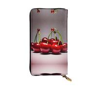 XZDCAL Chile Cherry - Cartera larga de piel para niñas y mujeres con múltiples compartimentos, color negro, talla única, Black, Talla única