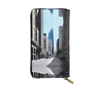 XZDCAL City Street - Cartera larga de piel para niñas y mujeres con múltiples compartimentos, color negro, talla única, Black, Talla única