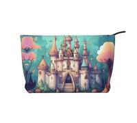 XZDCAL Classical Castle - Bolsa de maquillaje de pana con forro resistente para viajes y uso diario, color negro, talla única, Black, Talla única
