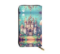 XZDCAL Classical Castle - Cartera larga de piel para niñas y mujeres con múltiples compartimentos, color negro, talla única, Black, Talla única