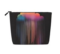 XZDCAL Colorida bolsa de maquillaje de una sola capa con aspecto de lino con cremallera que garantiza tus necesidades diarias o de viaje, color negro, talla única, Black, Talla única