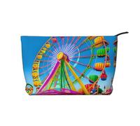 XZDCAL Corlorful Park - Bolsa de maquillaje de pana con forro resistente para viajes y uso diario, color negro, talla única, Black, Talla única