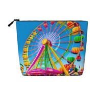 XZDCAL Corlorful Park - Bolsa de maquillaje de una sola capa con aspecto de lino con cremallera que garantiza tus necesidades diarias o de viaje, color negro, talla única, Black, Talla única