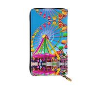 XZDCAL Corlorful Park - Cartera larga de piel para niñas y mujeres con múltiples compartimentos, color negro, talla única, Black, Talla única