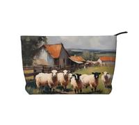 XZDCAL Cute Farm Animals - Bolsa de maquillaje de pana con forro resistente para viajes y uso diario, color negro, talla única, Black, Talla única