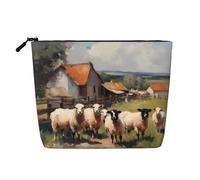 XZDCAL Cute Farm Animals - Bolsa de maquillaje de una sola capa con aspecto de lino con cremallera que garantiza tus necesidades diarias o de viaje, color negro, talla única, Black, Talla única