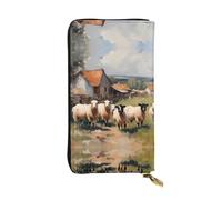 XZDCAL Cute Farm Animals - Cartera larga de piel para niñas y mujeres con múltiples compartimentos, color negro, talla única, Black, Talla única