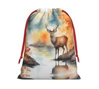 XZDCAL Deer by the river - Bolsa de almacenamiento de felpa con cordón para festivales y uso diario