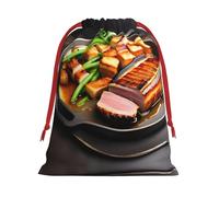 XZDCAL Deliciosa bolsa de almacenamiento de felpa con cordón para carne a la parrilla para festivales y uso diario