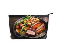 XZDCAL Deliciosa bolsa de maquillaje de pana con forro resistente para viajes y uso diario, color negro, talla única, Black, Talla única