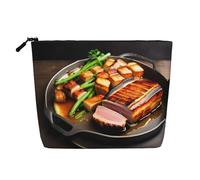 XZDCAL Deliciosa bolsa de maquillaje de una sola capa con aspecto de lino con cremallera que garantiza tus necesidades diarias o de viaje, color negro, talla única, Black, Talla única