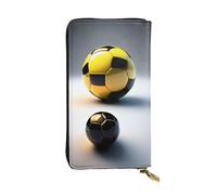 XZDCAL Dos balones de fútbol de diferentes tamaños, cartera larga de cuero de moda para niñas y mujeres con múltiples compartimentos, negro, talla única, Black, Talla única