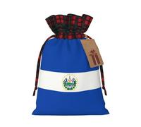 XZDCAL El Salvador - Bolsa de regalo de yute con cordón y tela de tartán y etiqueta de papel kraft para festivales y ocasiones especiales