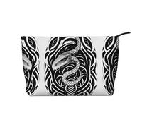 XZDCAL Esta es una bolsa de maquillaje de pana de serpiente con un forro resistente para viajes y uso diario, color negro, talla única, Black, Talla única