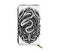 XZDCAL Esta es una cartera larga de piel de serpiente para niñas y mujeres con múltiples compartimentos, color negro, talla única, Black, Talla única