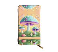 XZDCAL Fantasy Mushroom - Cartera larga de piel para niñas y mujeres con múltiples compartimentos, Negro -, Talla única