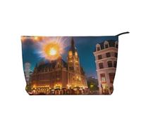 XZDCAL Fiery Red Street - Bolsa de maquillaje de pana con forro resistente para viajes y uso diario, color negro, talla única, Black, Talla única