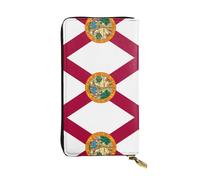 XZDCAL Flag of Florida - Cartera larga de piel para niñas y mujeres con múltiples compartimentos, color negro, talla única, Black, Talla única