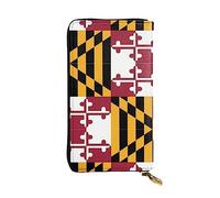XZDCAL Flag of Maryland - Cartera larga de piel para niñas y mujeres con múltiples compartimentos, color negro, talla única, Black, Talla única