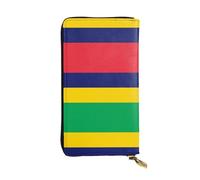 XZDCAL Flag of Mauritius - Cartera larga de piel para niñas y mujeres con múltiples compartimentos, color negro, talla única, Black, Talla única