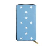 XZDCAL Flag of Micronesia - Cartera larga de piel para niñas y mujeres con múltiples compartimentos, color negro, talla única, Black, Talla única