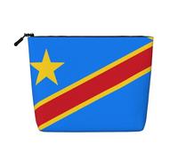 XZDCAL Flag of the Congo - Bolsa de maquillaje de una sola capa con aspecto de lino con cremallera que garantiza tus necesidades diarias o de viaje, color negro, talla única, Black, Talla única