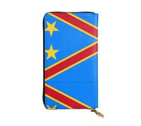 XZDCAL Flag of the Congo - Cartera larga de piel para niñas y mujeres con múltiples compartimentos, color negro, talla única, Black, Talla única