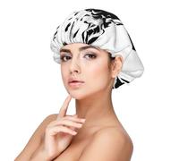 XZDCAL Gorro de dormir de satén de jirafa blanca y negra para adultos, suave, para protección y peinado del cabello, negro, talla única