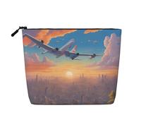 XZDCAL Hermosa bolsa de maquillaje con aspecto de lino de una sola capa con cremallera que garantiza tus necesidades diarias o de viaje, color negro, talla única, Black, Talla única