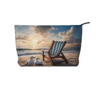 XZDCAL Hermosa bolsa de maquillaje de pana azul cielo y mar con un forro resistente para viajes y uso diario, color negro, talla única, Black, Talla única
