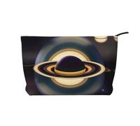 XZDCAL Hermosa bolsa de maquillaje de pana Saturn con un forro resistente para viajes y uso diario, color negro, talla única, Black, Talla única