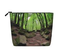 XZDCAL Hiking Trails - Bolsa de maquillaje de una sola capa con aspecto de lino con cremallera que garantiza tus necesidades diarias o de viaje, color negro, talla única, Black, Talla única