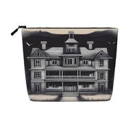 XZDCAL HorrorHaven - Bolsa de maquillaje de una sola capa con aspecto de lino con cremallera que garantiza tus necesidades diarias o de viaje, color negro, talla única, Black, Talla única