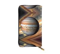 XZDCAL Jupiter Landscape - Cartera larga de piel para niñas y mujeres con múltiples compartimentos, color negro, talla única, Black, Talla única