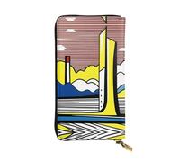 XZDCAL Lichtenstein - Cartera larga de piel para niñas y mujeres con múltiples compartimentos, color negro, talla única, Black, Talla única