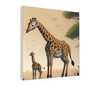 XZDCAL Lienzo decorativo cuadrado con diseño de jirafa madre e hijo con acabado impermeable y marco de madera maciza