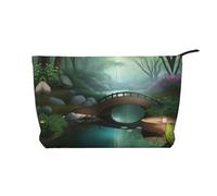 XZDCAL Little Bridge in the East - Bolsa de maquillaje de pana con forro resistente para viajes y uso diario, color negro, talla única, Black, Talla única