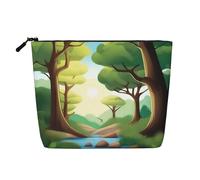 XZDCAL Nature Adventure - Bolsa de maquillaje de una sola capa con aspecto de lino con cremallera que garantiza tus necesidades diarias o de viaje, color negro, talla única, Black, Talla única