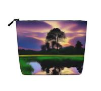 XZDCAL Nature's Beauty - Bolsa de maquillaje de una sola capa con aspecto de lino con cremallera que garantiza tus necesidades diarias o de viaje, color negro, talla única, Black, Talla única