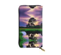 XZDCAL Nature's Beauty - Cartera larga de piel para niñas y mujeres con múltiples compartimentos, color negro, talla única, Black, Talla única