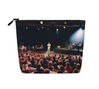 XZDCAL On Stage - Bolsa de maquillaje de una sola capa con aspecto de lino con cremallera que garantiza tus necesidades diarias o de viaje, color negro, talla única, Black, Talla única