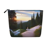 XZDCAL Outdoor Escape - Bolsa de maquillaje de una sola capa con aspecto de lino con cremallera que garantiza tus necesidades diarias o de viaje, color negro, talla única, Black, Talla única