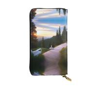 XZDCAL Outdoor Escape - Cartera larga de piel para niñas y mujeres con múltiples compartimentos, color negro, talla única, Black, Talla única