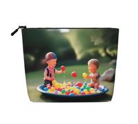 XZDCAL Outdoor Fun - Bolsa de maquillaje de una sola capa con aspecto de lino con cremallera que garantiza tus necesidades diarias o de viaje, color negro, talla única, Black, Talla única