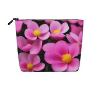 XZDCAL Pink Petals - Bolsa de maquillaje de una sola capa con aspecto de lino con cremallera que garantiza tus necesidades diarias o de viaje, color negro, talla única, Black, Talla única